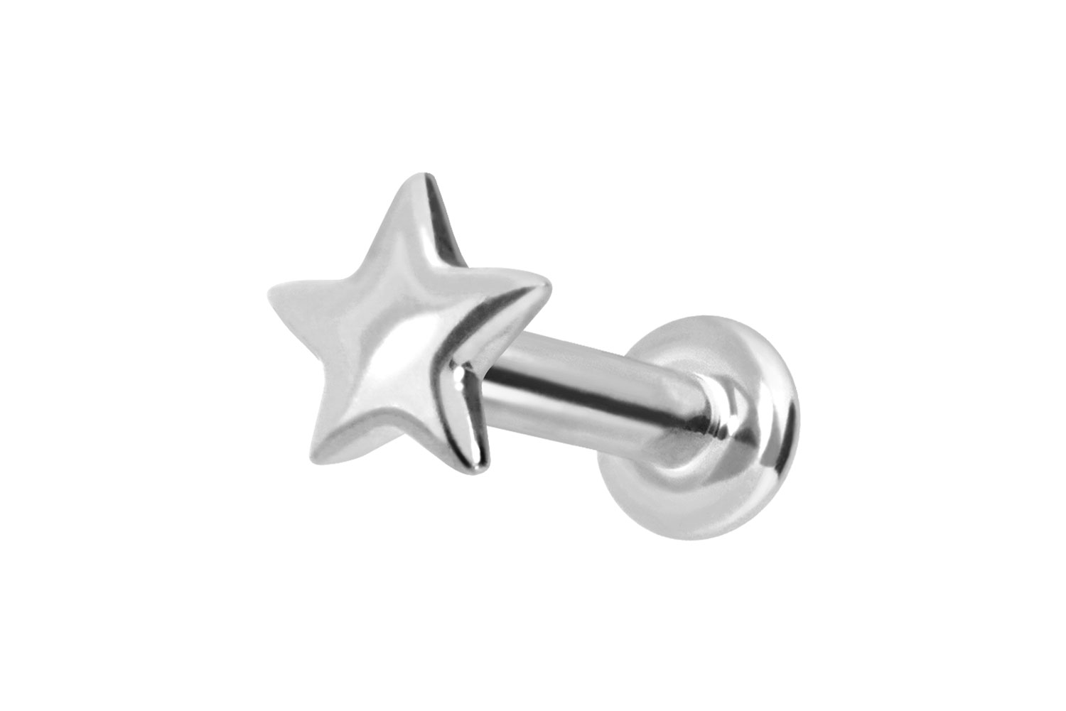 14 Karat Gold Labret Piercing mit Innengewinde STERN